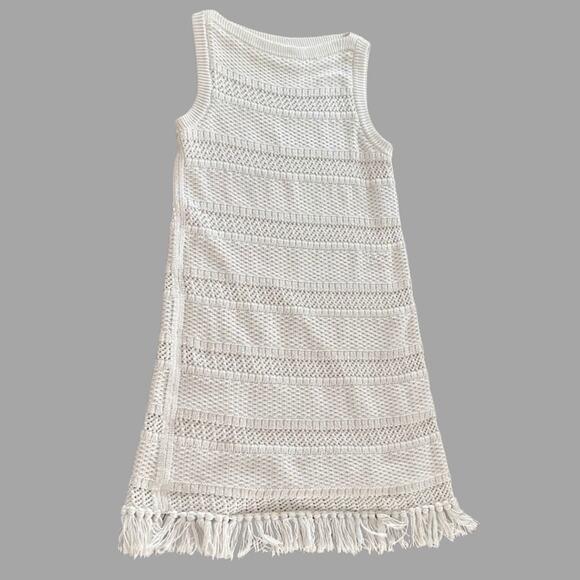 Kate Spade New York White Crochet Knit Fringe Dress | 100% Cotton | Size Small - Picture 4 of 7